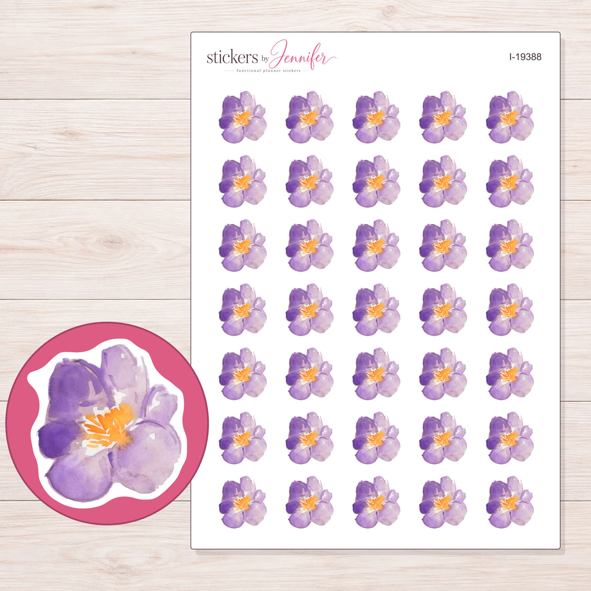 I-19388 planner sticker sheet with enlarged sticker detail