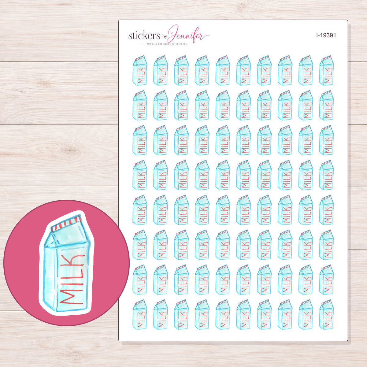 I-19391 planner sticker sheet with enlarged sticker detail