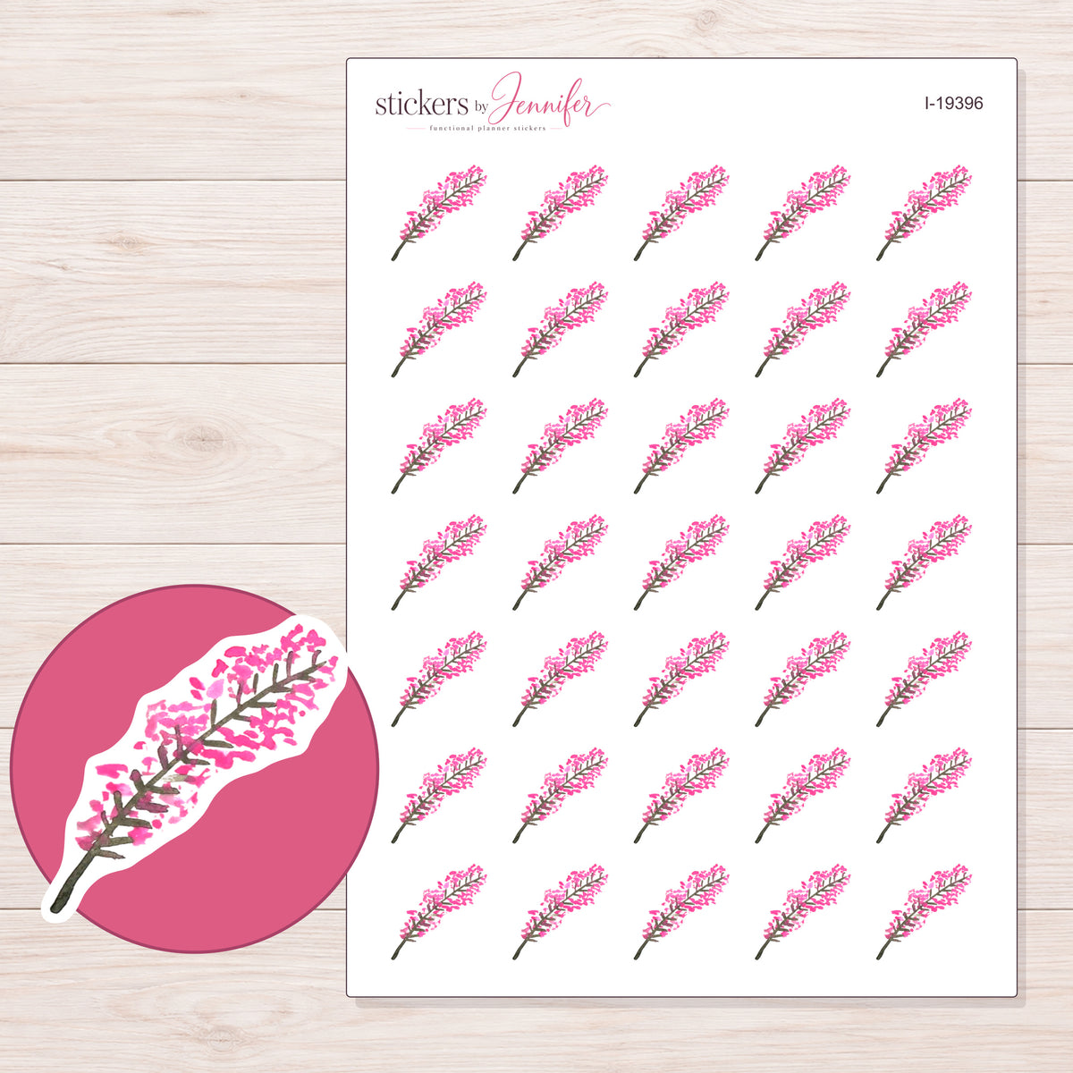 I-19396 planner sticker sheet with enlarged sticker detail