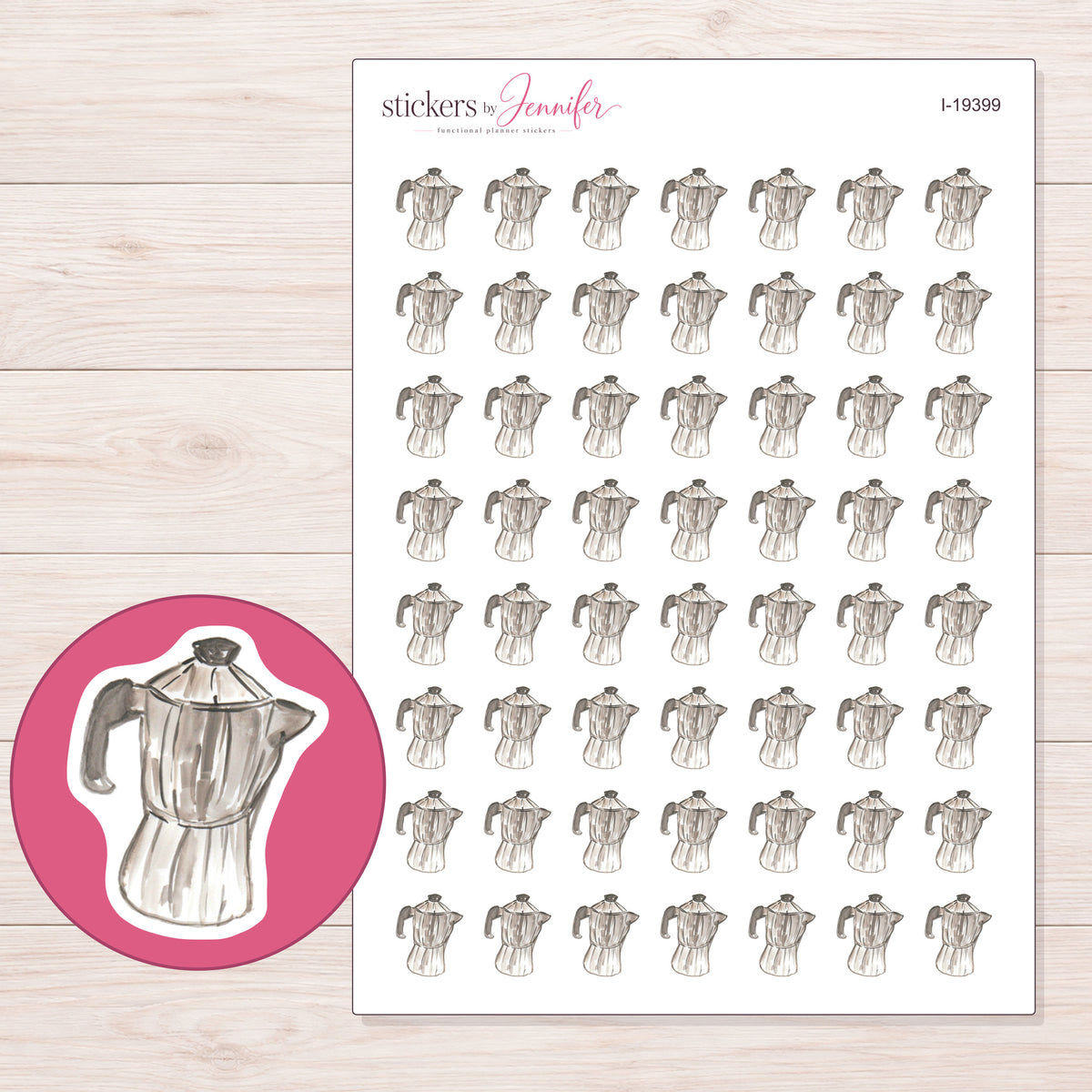 I-19399 planner sticker sheet with enlarged sticker detail