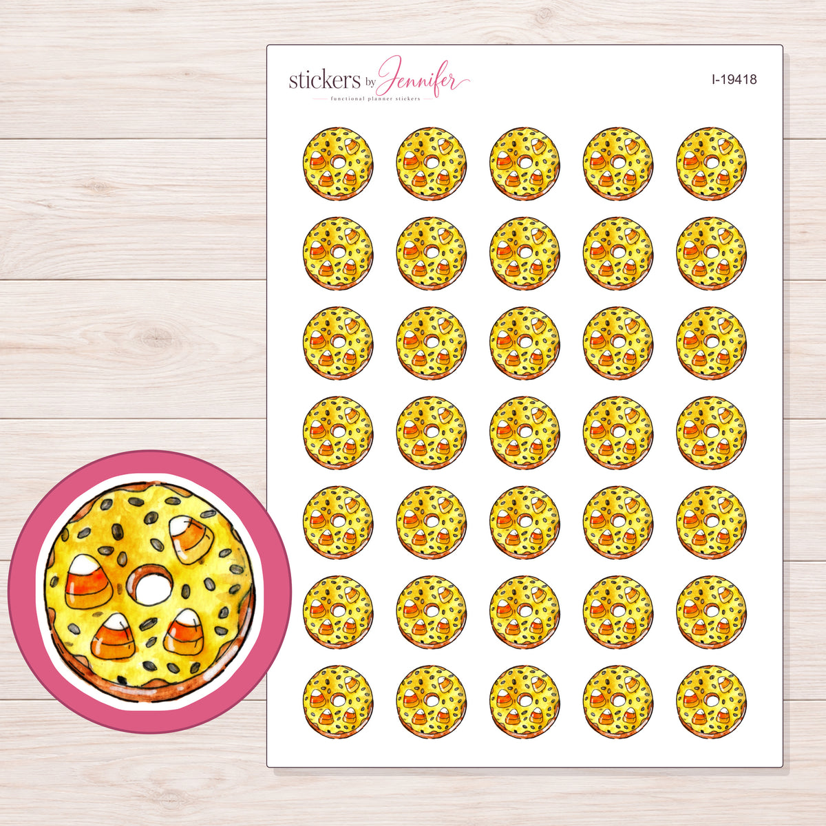 I-19418 planner sticker sheet with enlarged sticker detail