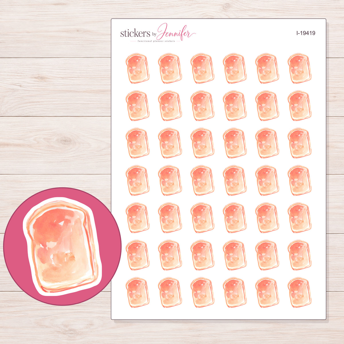 I-19419 planner sticker sheet with enlarged sticker detail