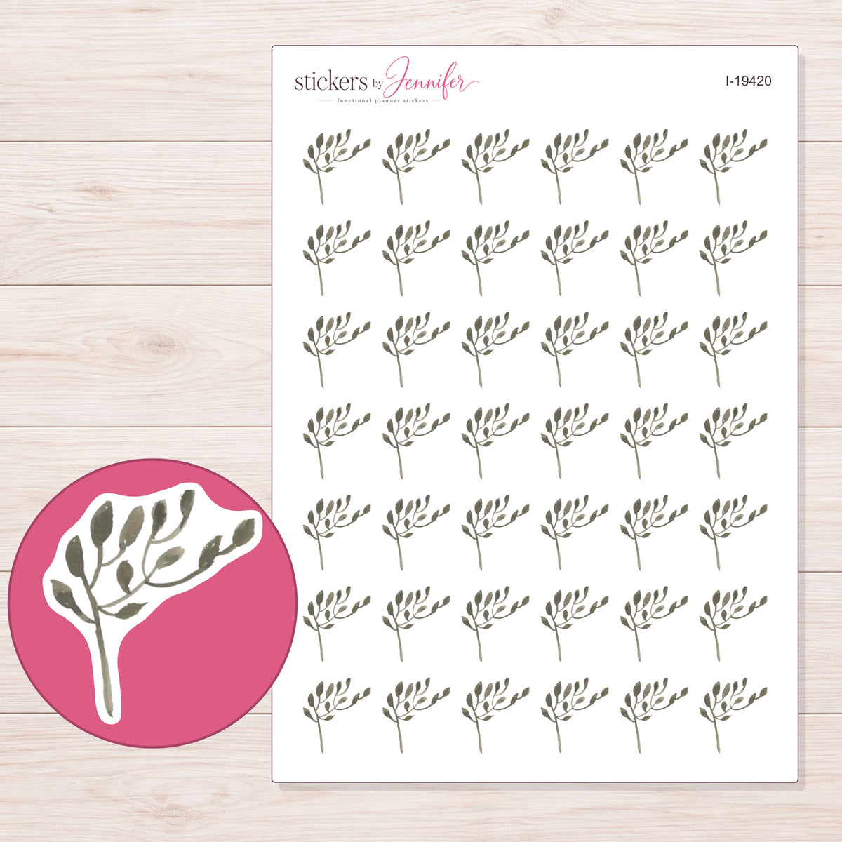 I-19420 planner sticker sheet with enlarged sticker detail