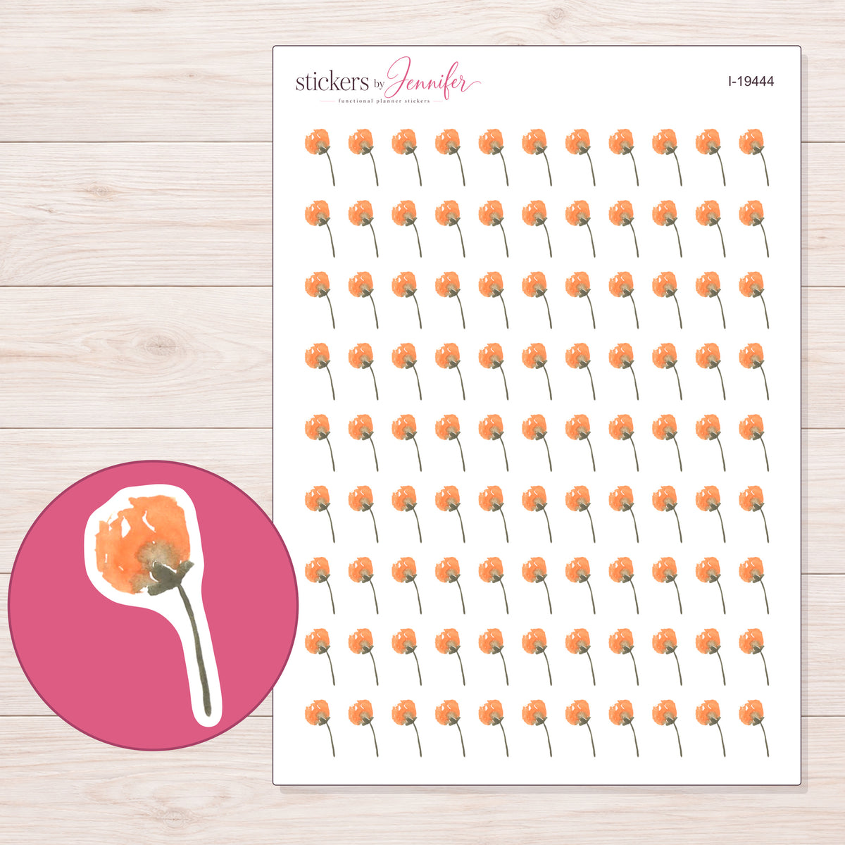I-19444 planner sticker sheet with enlarged sticker detail