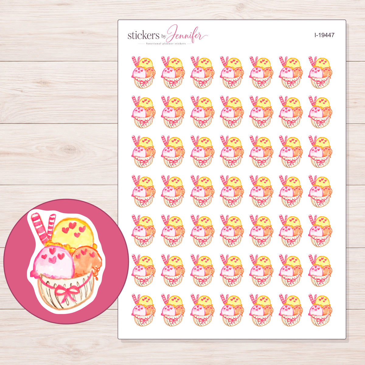 I-19447 planner sticker sheet with enlarged sticker detail