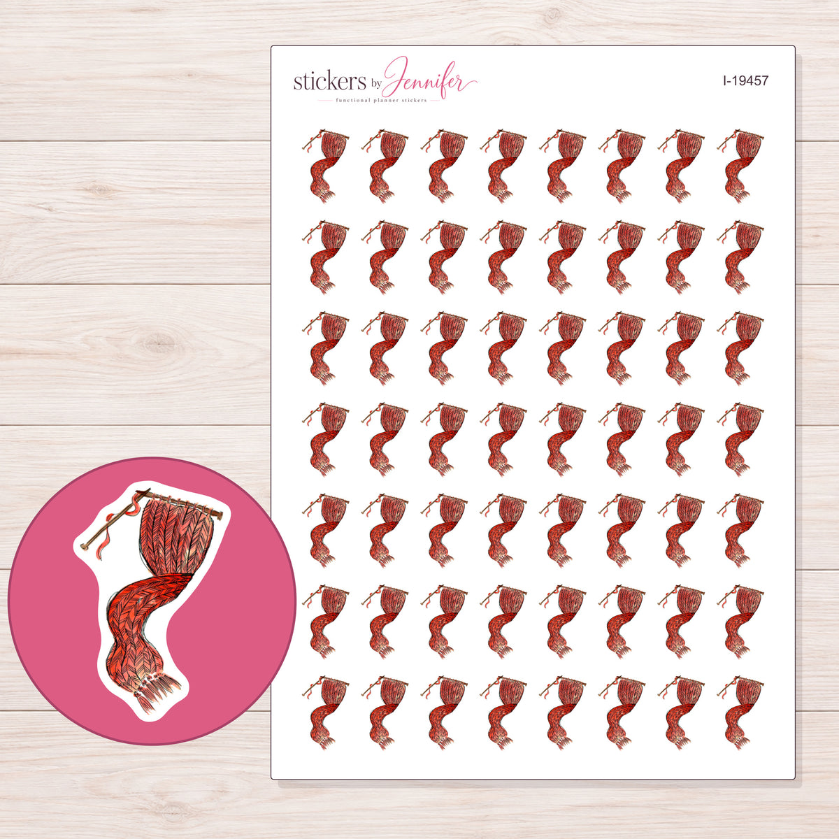 I-19457 planner sticker sheet with enlarged sticker detail