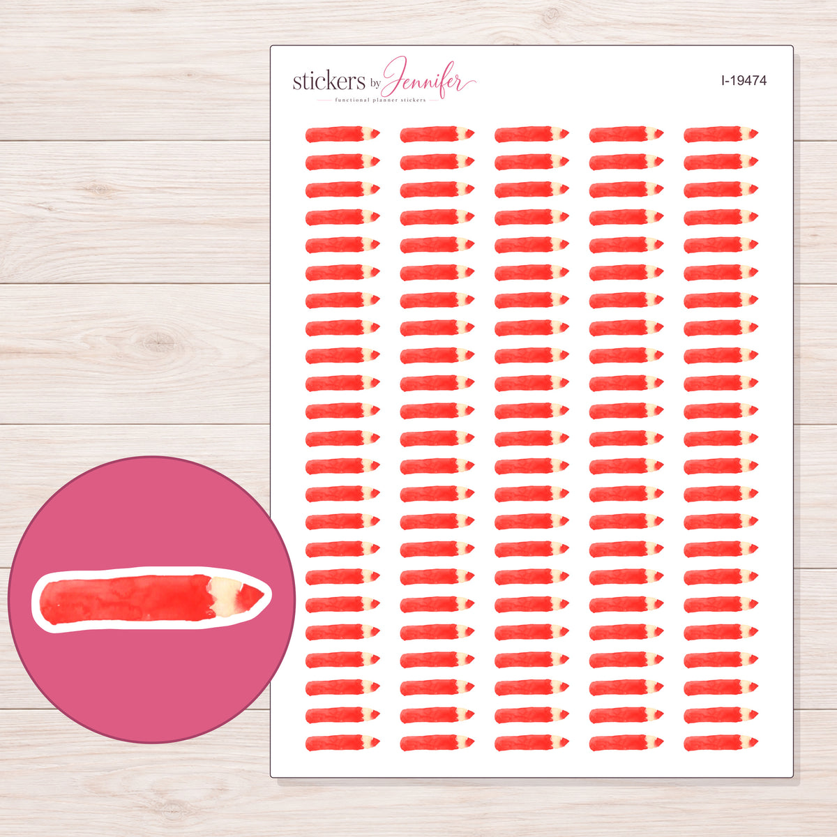I-19474 planner sticker sheet with enlarged sticker detail