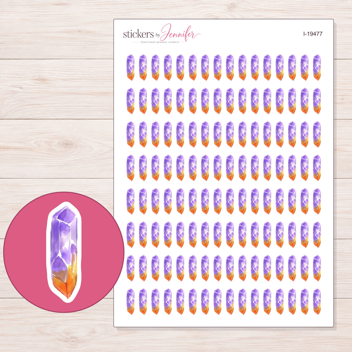 I-19477 planner sticker sheet with enlarged sticker detail
