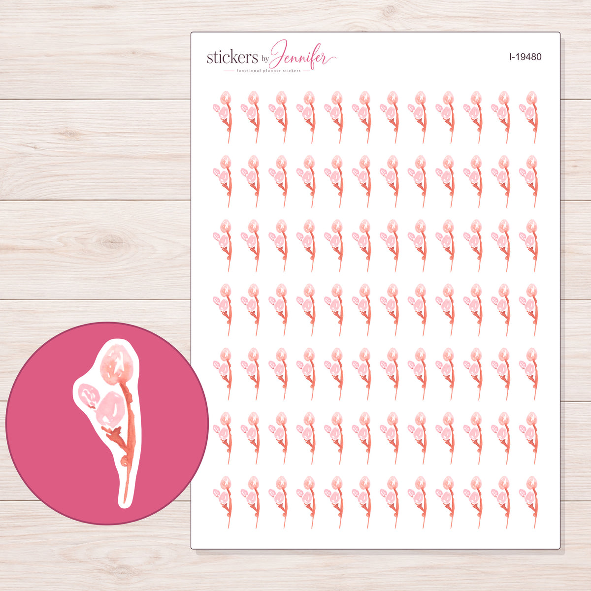 I-19480 planner sticker sheet with enlarged sticker detail