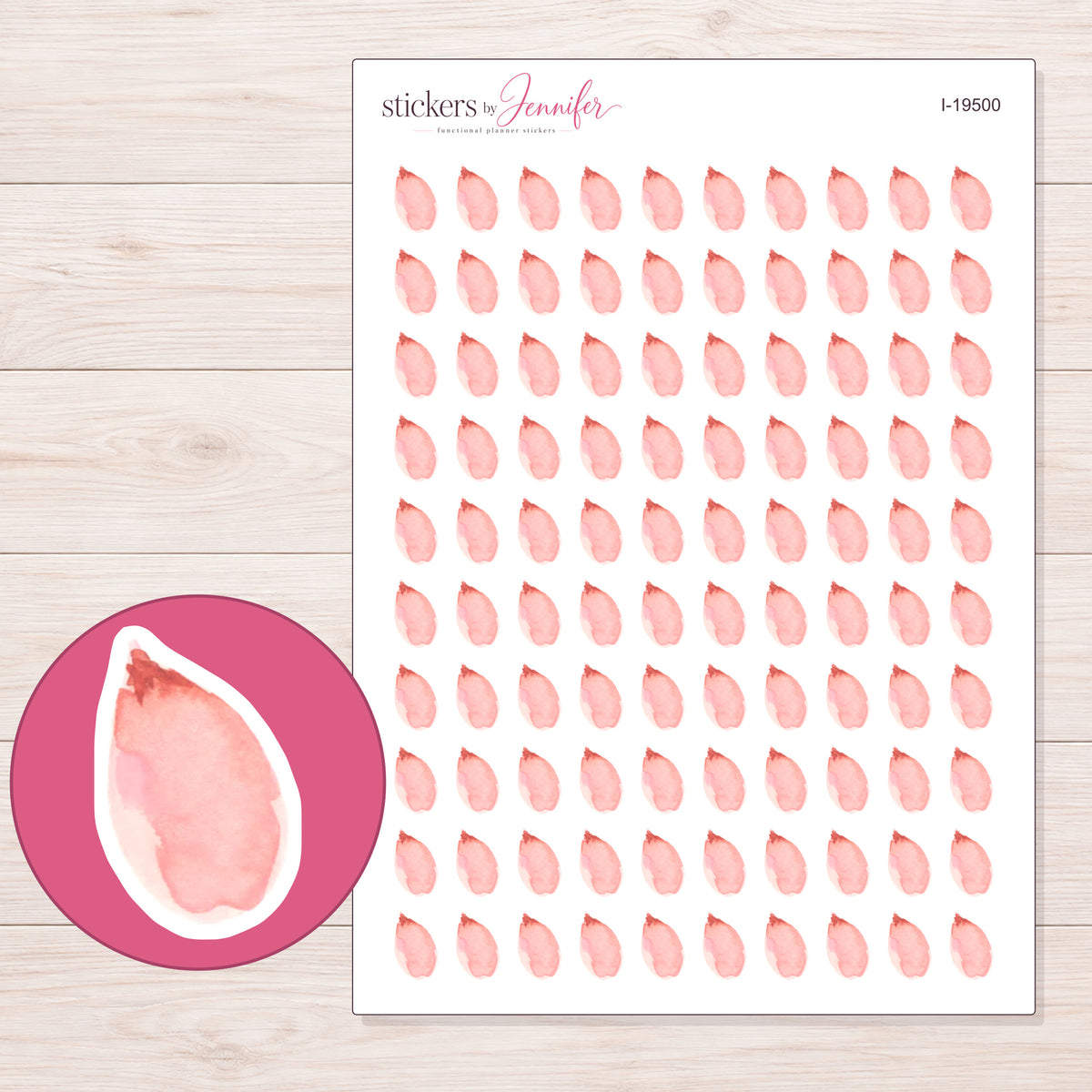 I-19500 planner sticker sheet with enlarged sticker detail