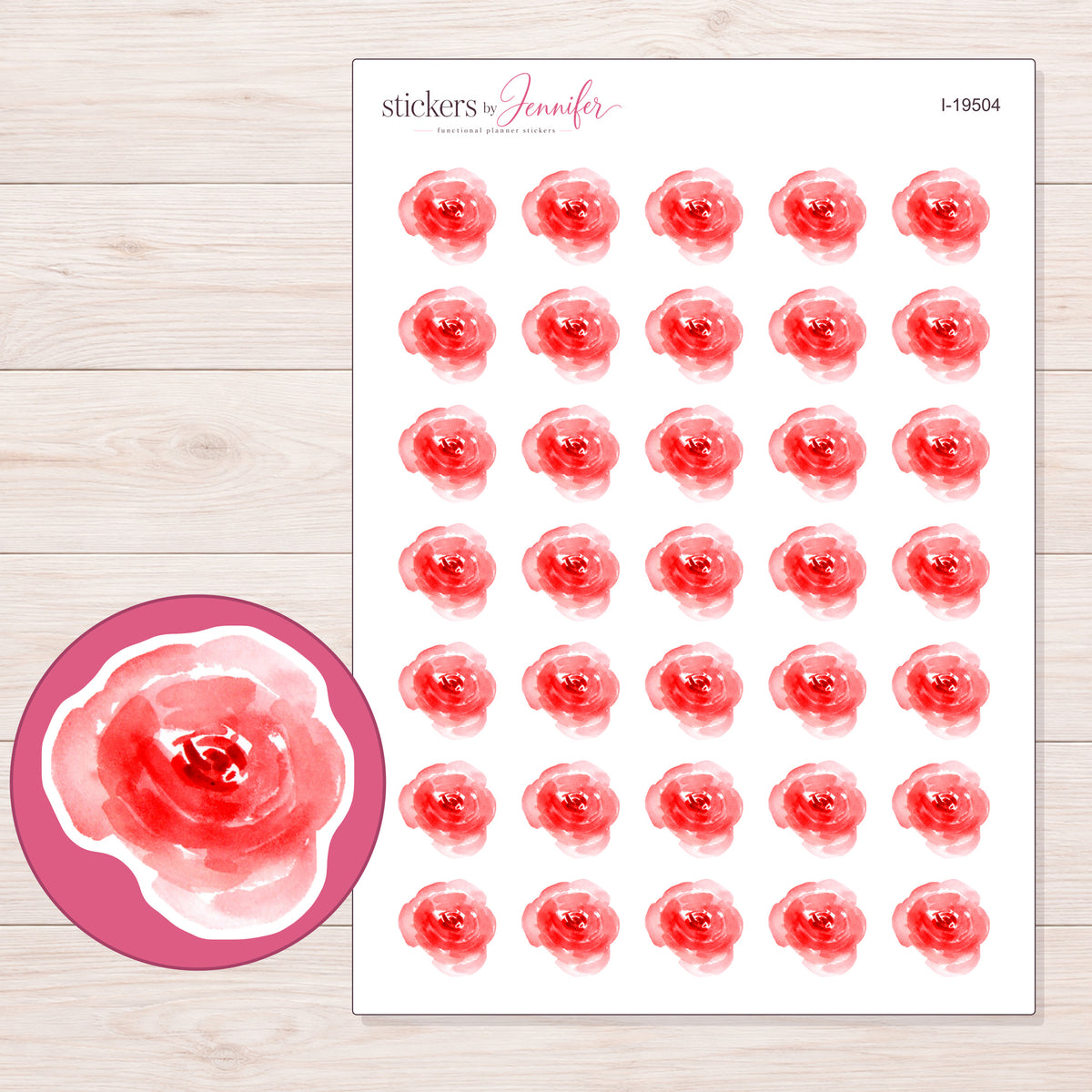 I-19504 planner sticker sheet with enlarged sticker detail
