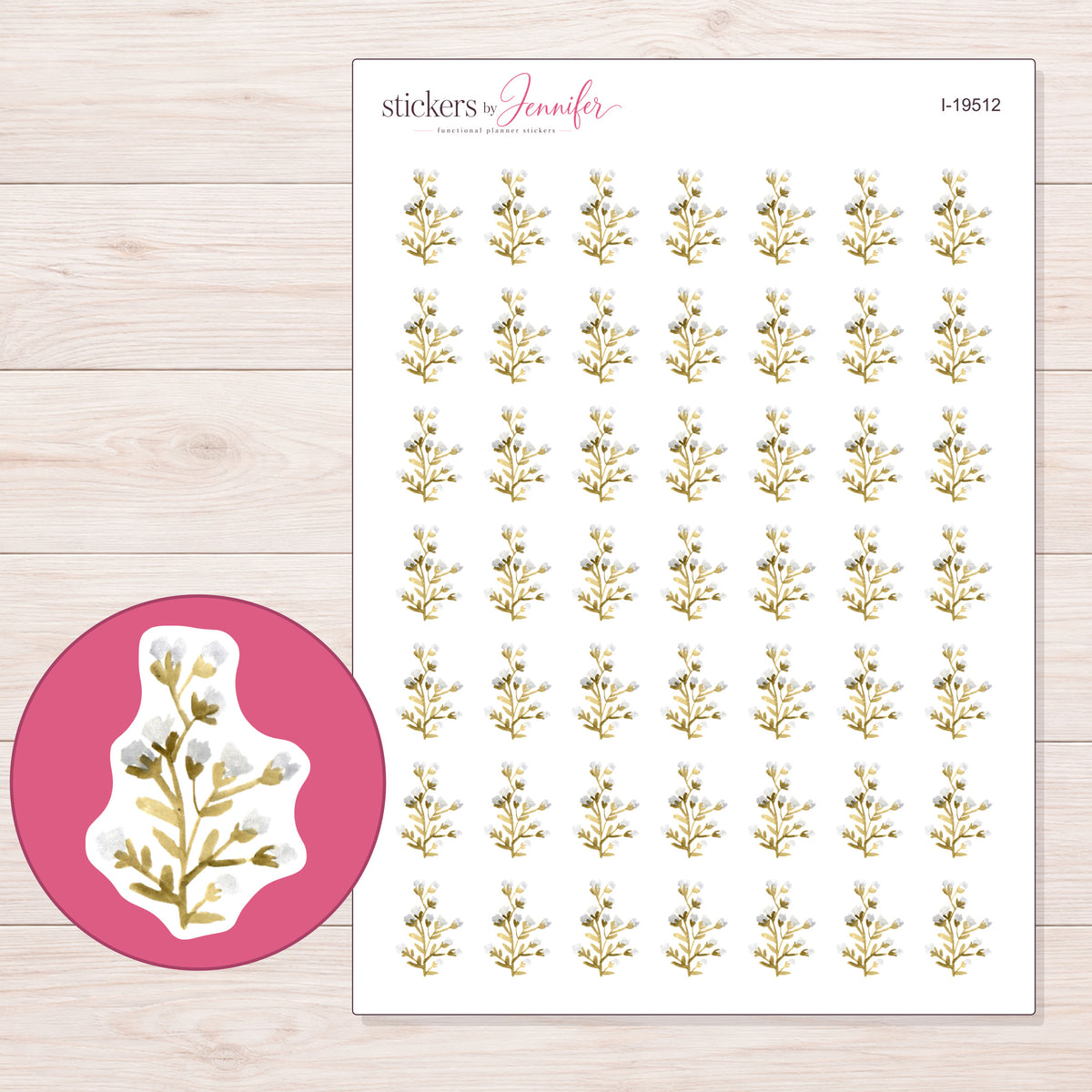 I-19512 planner sticker sheet with enlarged sticker detail