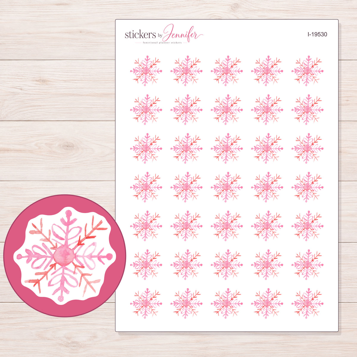 I-19530 planner sticker sheet with enlarged sticker detail