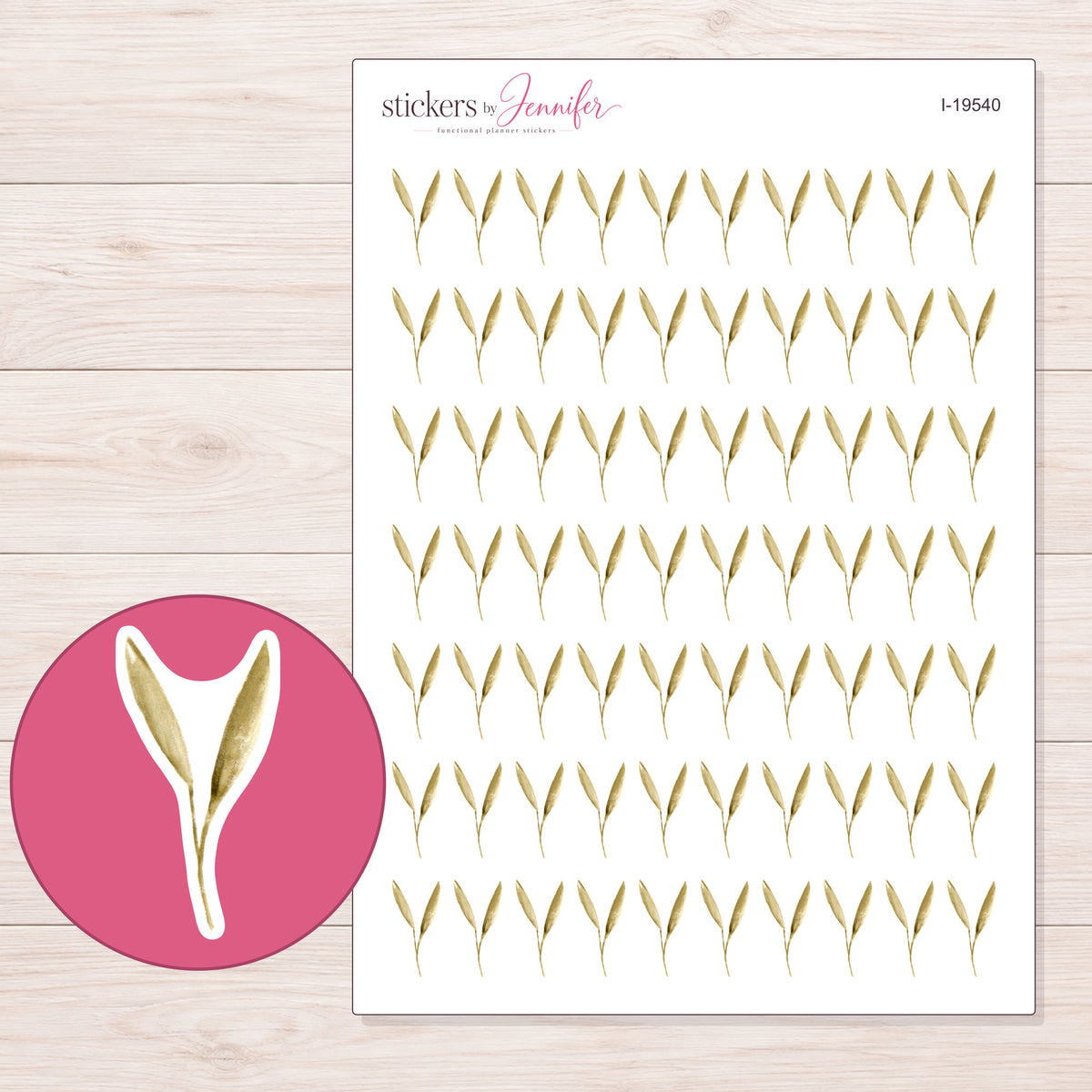 I-19540 planner sticker sheet with enlarged sticker detail