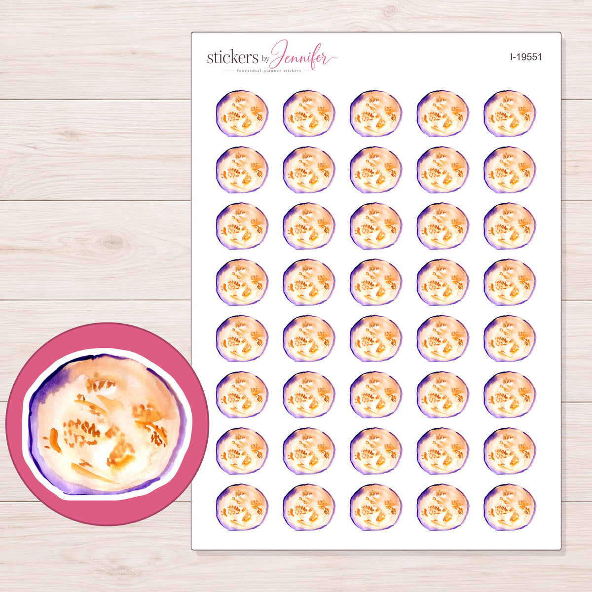 I-19551 planner sticker sheet with enlarged sticker detail