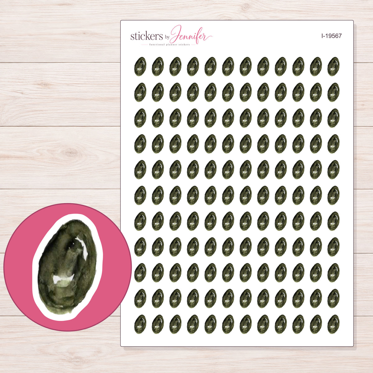I-19567 planner sticker sheet with enlarged sticker detail