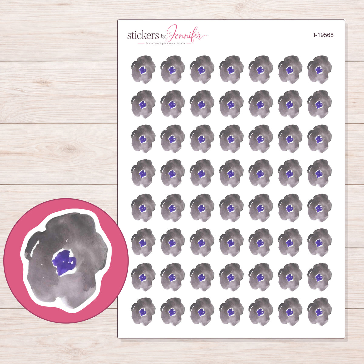 I-19568 planner sticker sheet with enlarged sticker detail