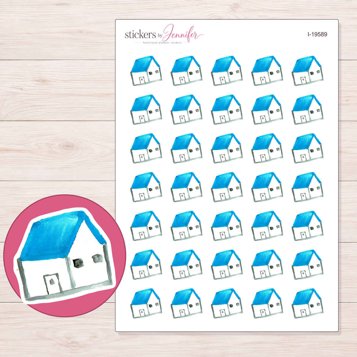 I-19589 planner sticker sheet with enlarged sticker detail