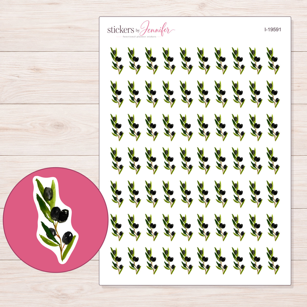 I-19591 planner sticker sheet with enlarged sticker detail