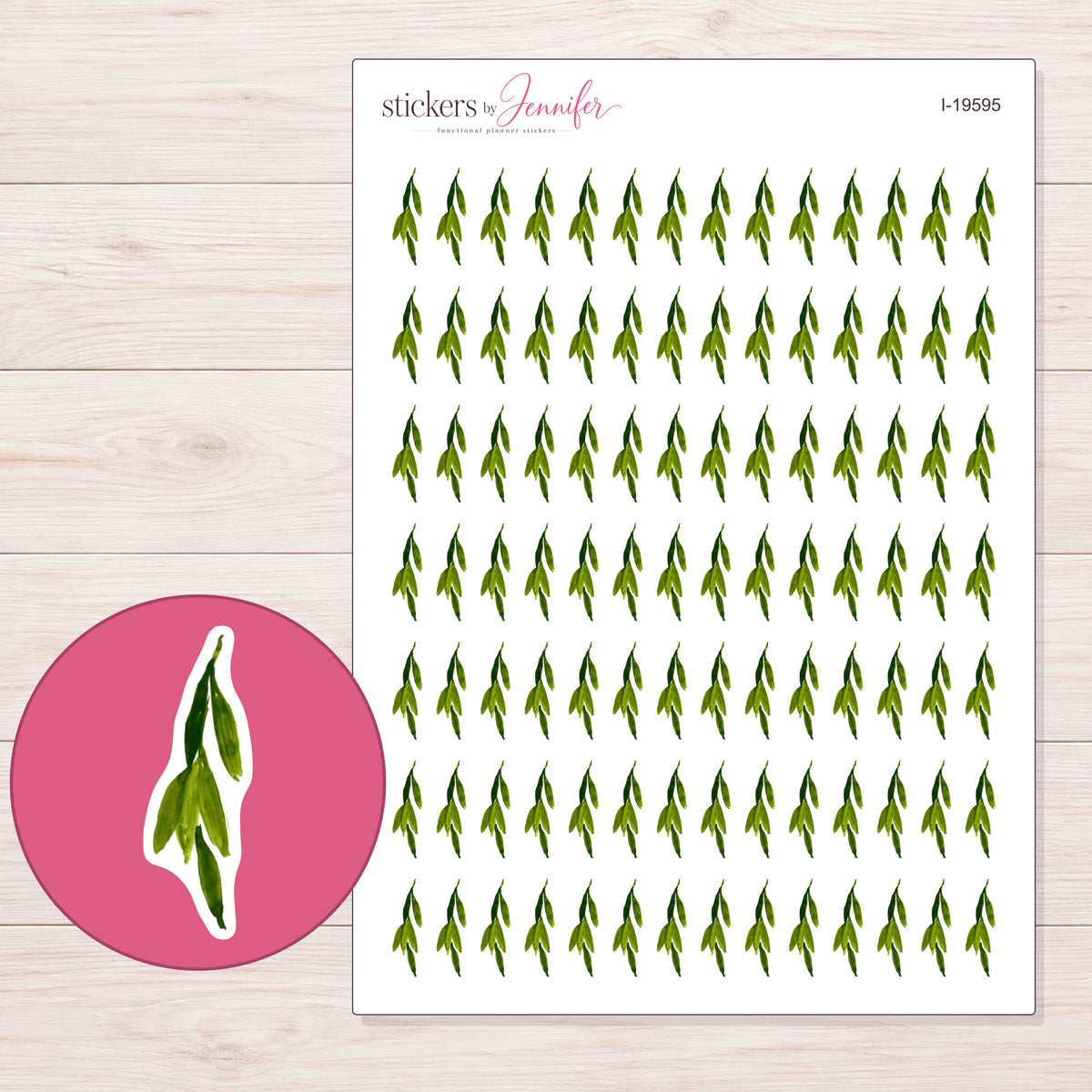 I-19595 planner sticker sheet with enlarged sticker detail