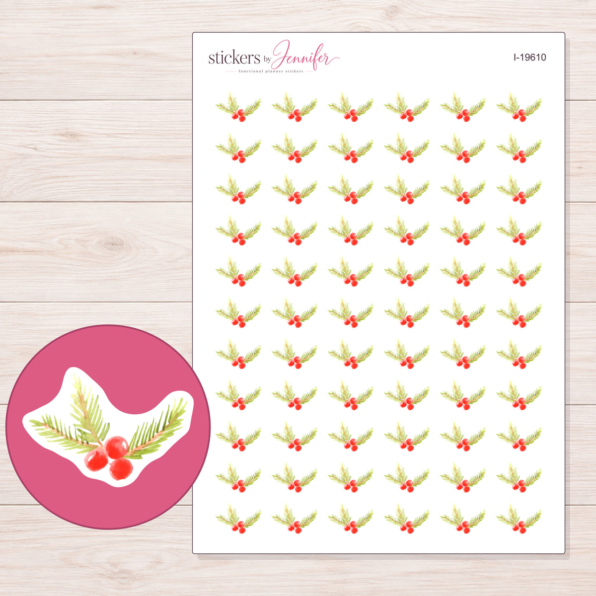 I-19610 planner sticker sheet with enlarged sticker detail