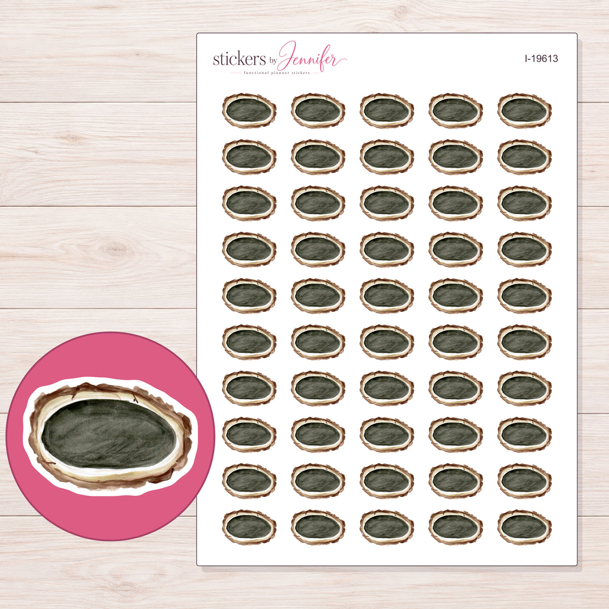 I-19613 planner sticker sheet with enlarged sticker detail