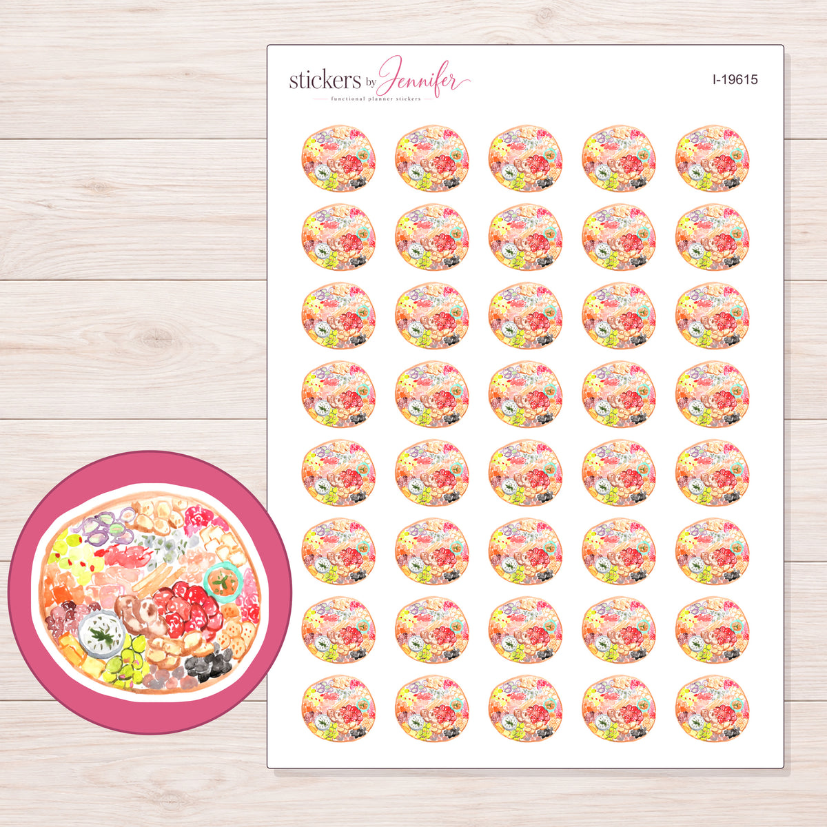 I-19615 planner sticker sheet with enlarged sticker detail