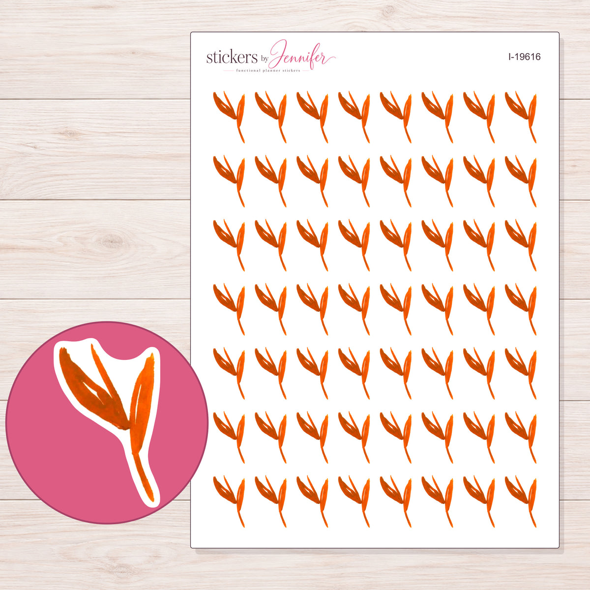 I-19616 planner sticker sheet with enlarged sticker detail