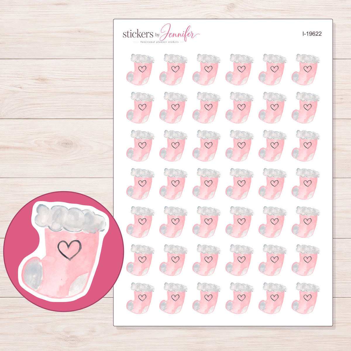 I-19622 planner sticker sheet with enlarged sticker detail