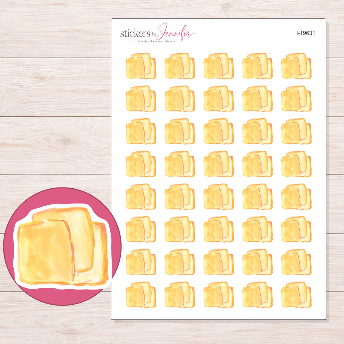 I-19631 planner sticker sheet with enlarged sticker detail