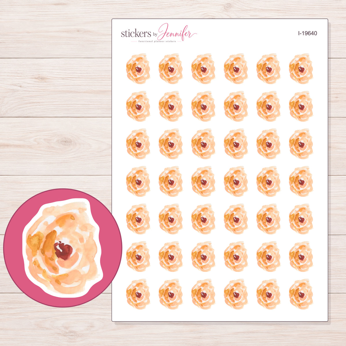 I-19640 planner sticker sheet with enlarged sticker detail