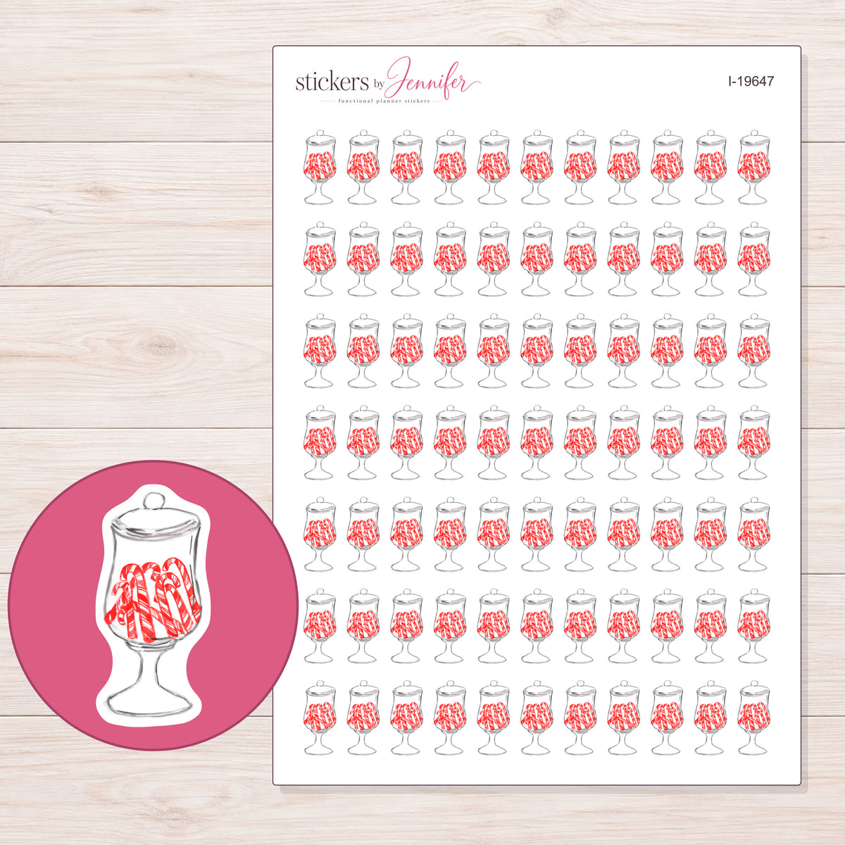 I-19647 planner sticker sheet with enlarged sticker detail