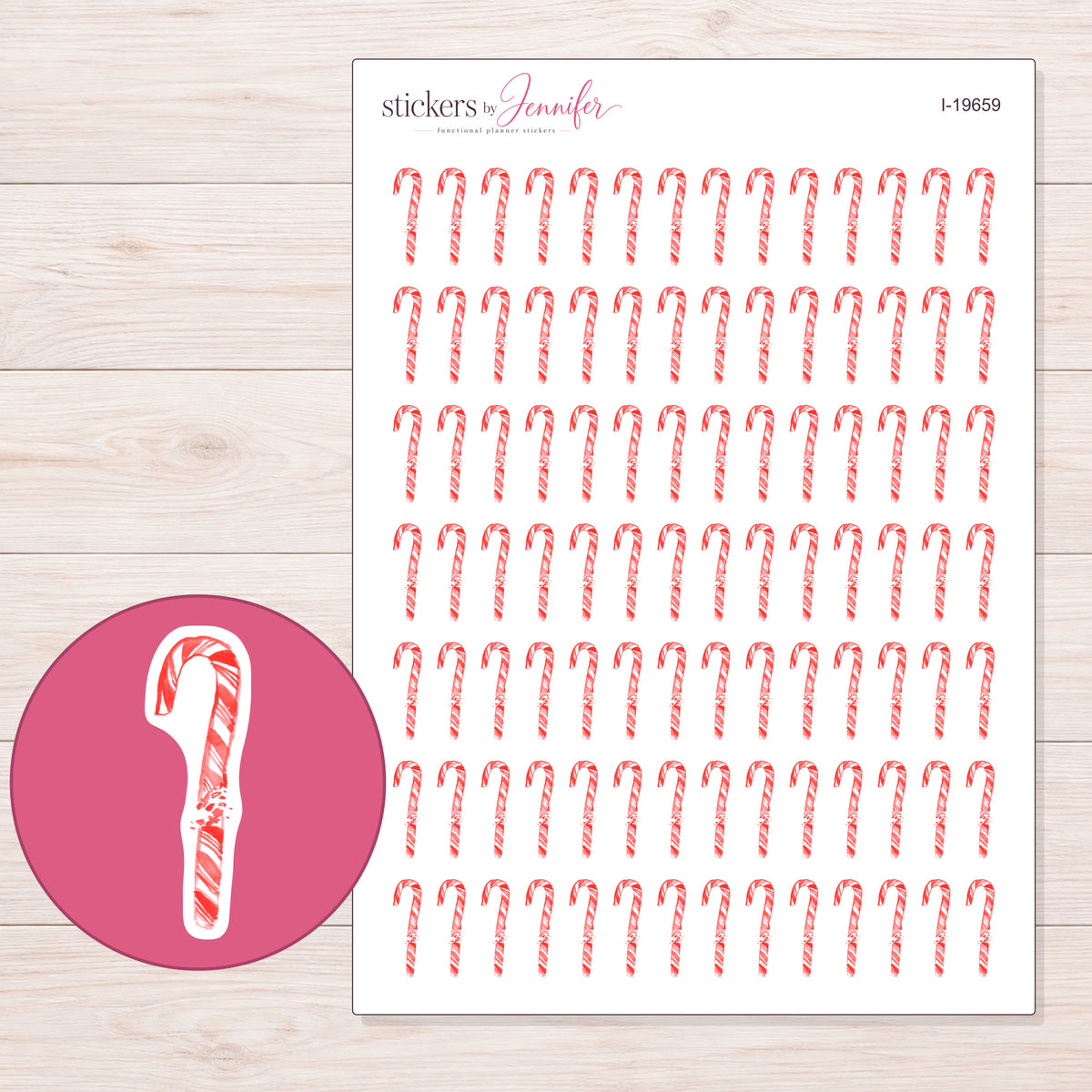 I-19659 planner sticker sheet with enlarged sticker detail