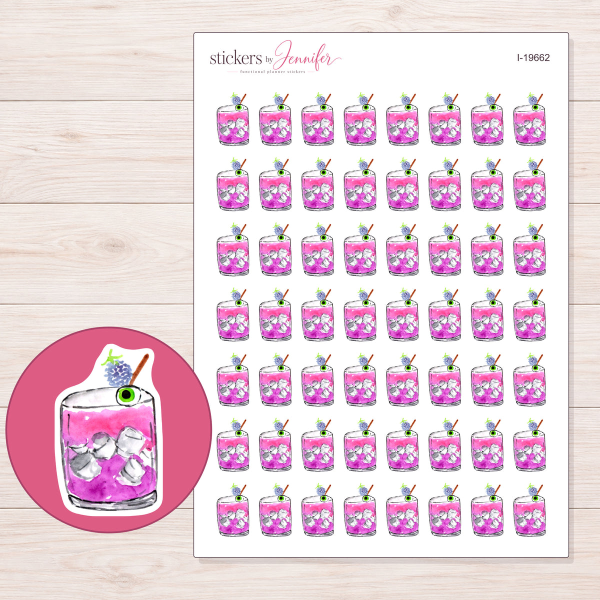I-19662 planner sticker sheet with enlarged sticker detail