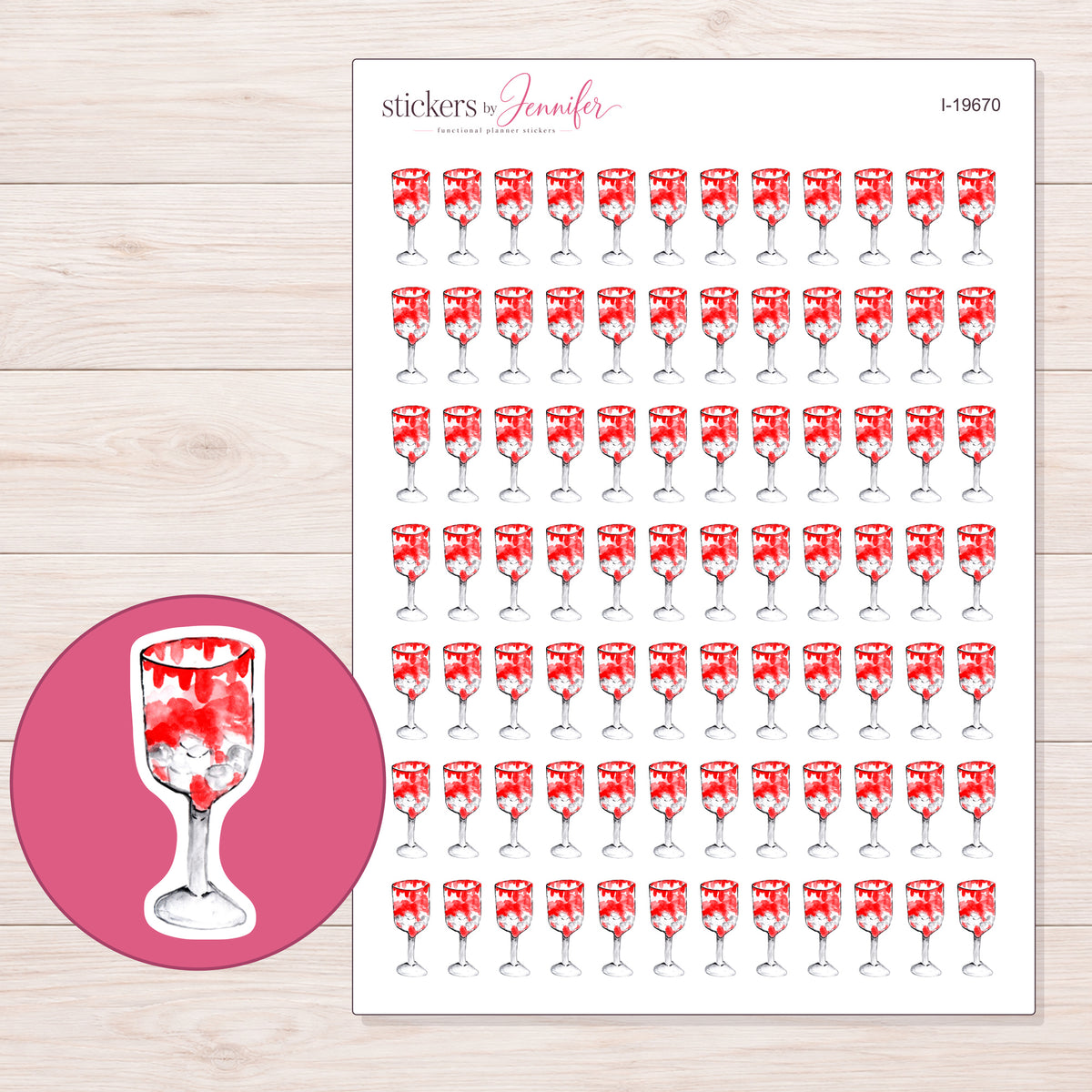 I-19670 planner sticker sheet with enlarged sticker detail