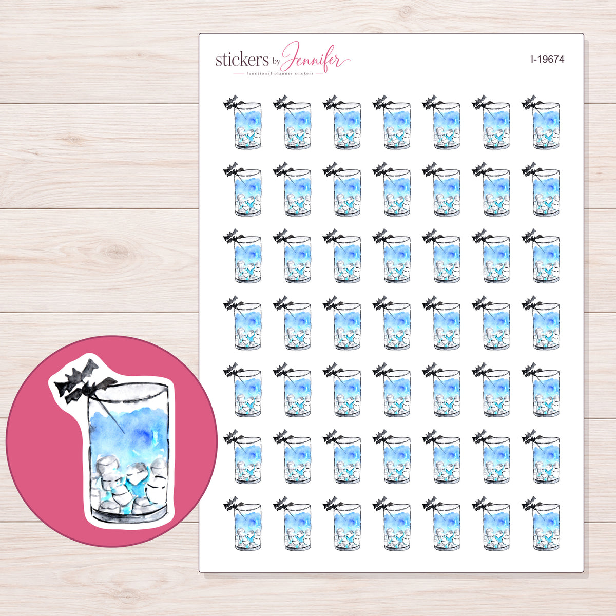 I-19674 planner sticker sheet with enlarged sticker detail