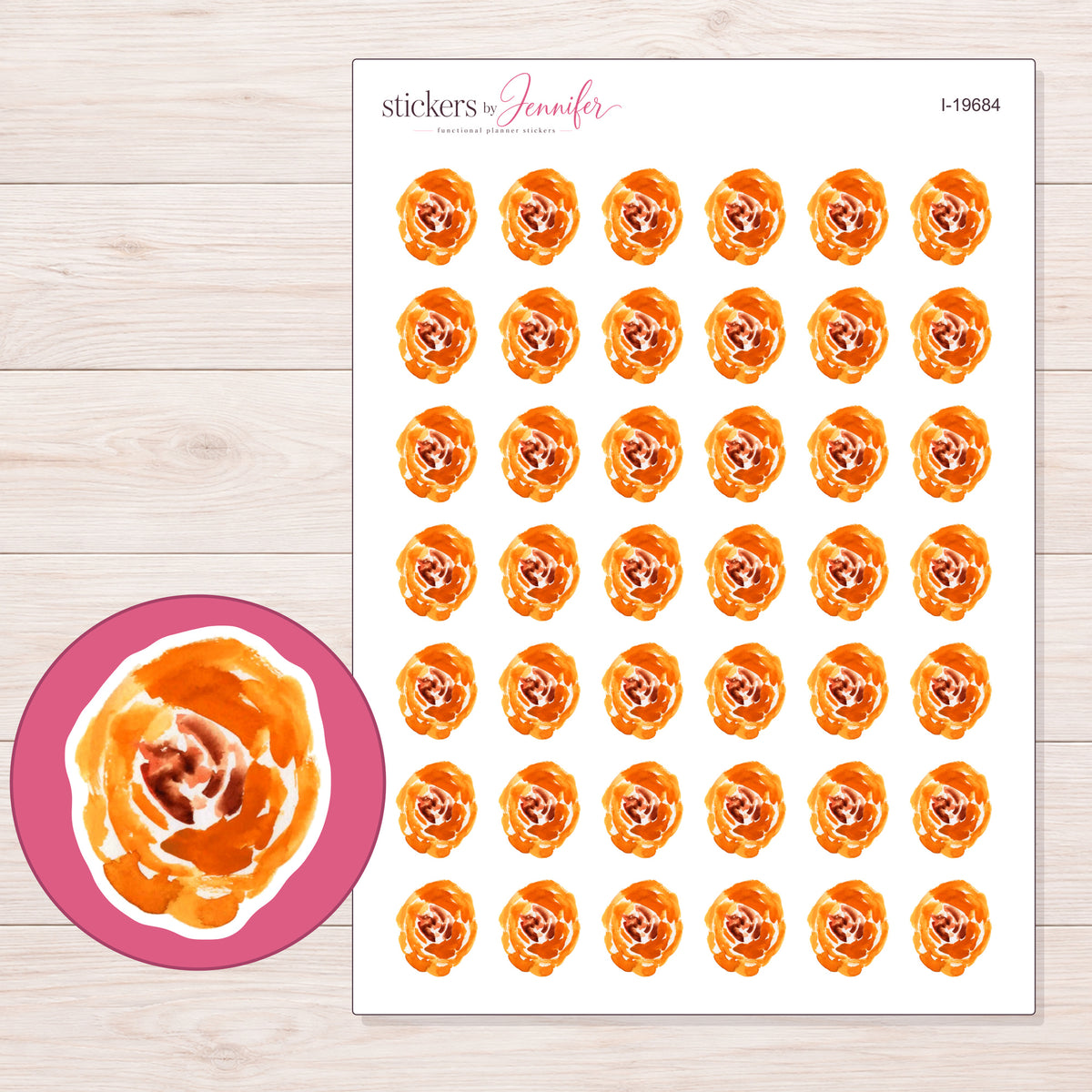 I-19684 planner sticker sheet with enlarged sticker detail
