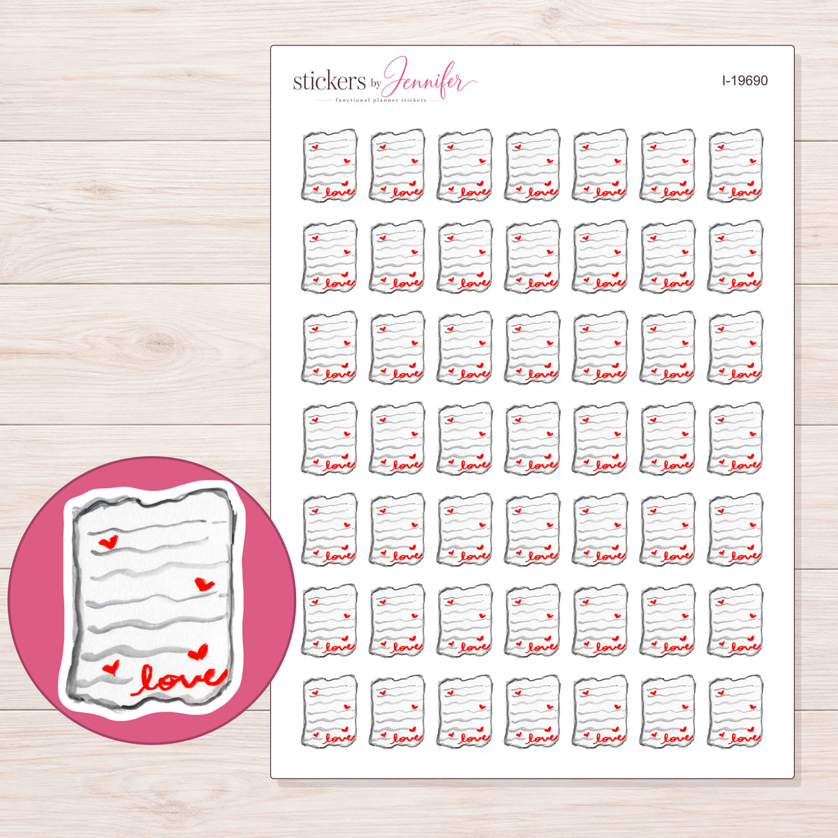 I-19690 planner sticker sheet with enlarged sticker detail