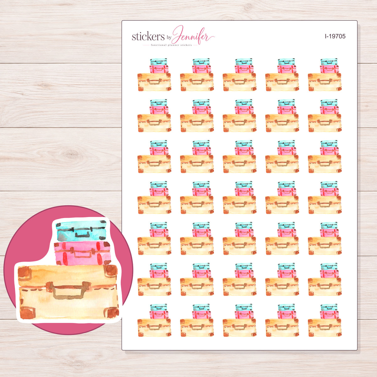 I-19705 planner sticker sheet with enlarged sticker detail