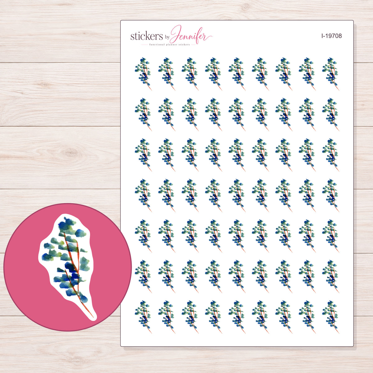I-19708 planner sticker sheet with enlarged sticker detail