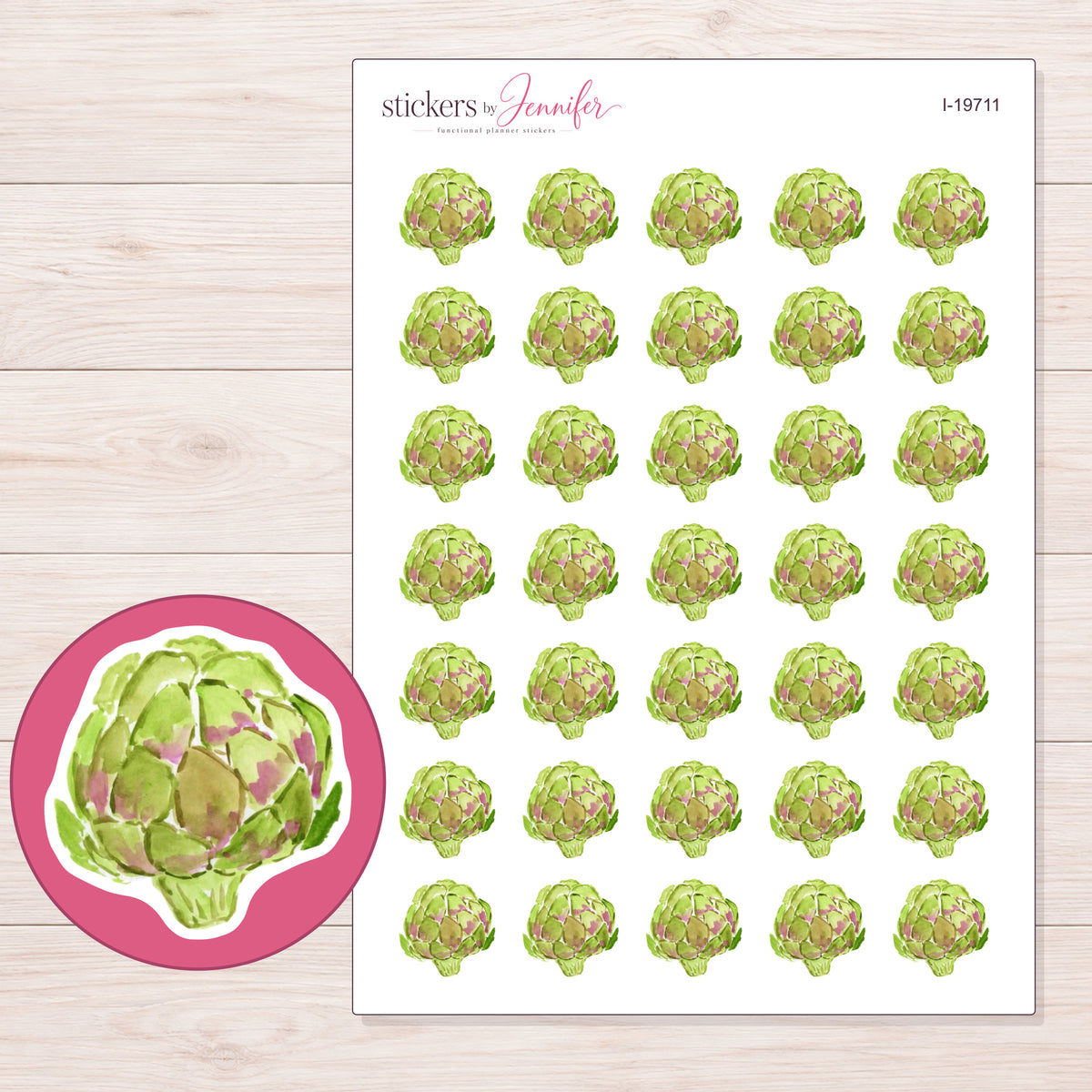 I-19711 planner sticker sheet with enlarged sticker detail