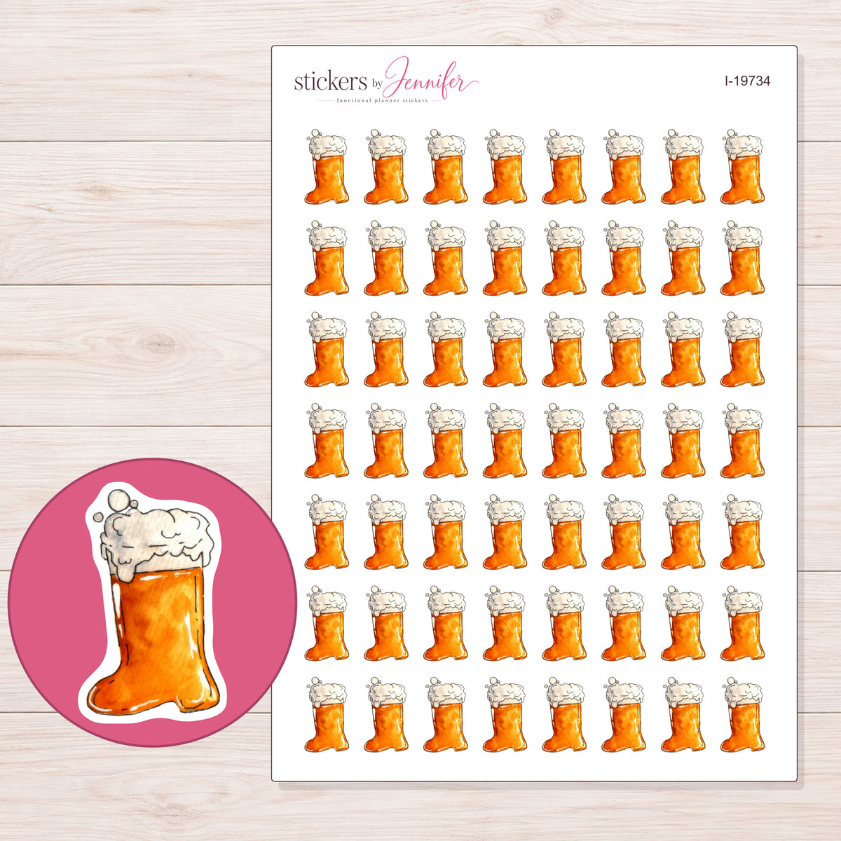 I-19734 planner sticker sheet with enlarged sticker detail