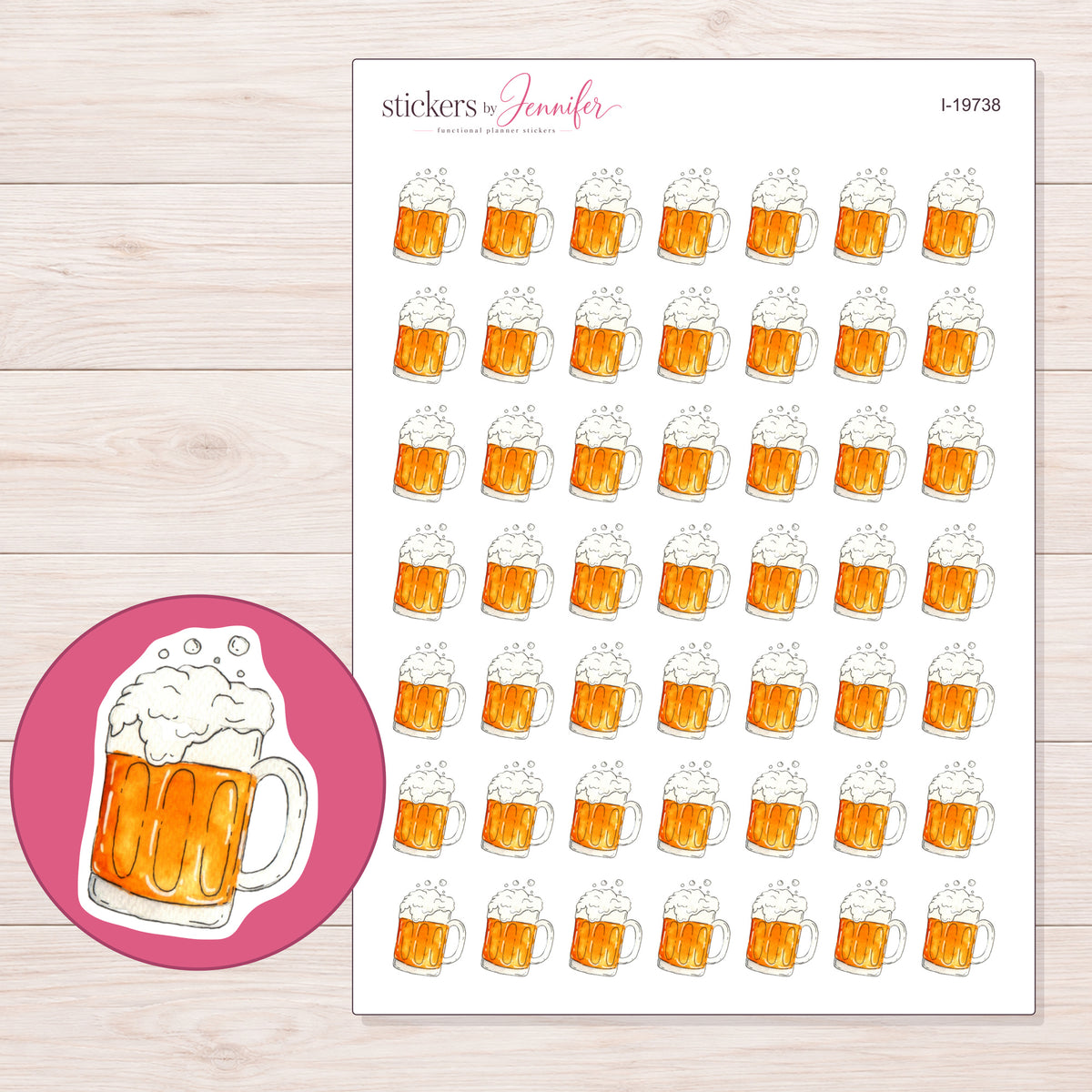 I-19738 planner sticker sheet with enlarged sticker detail
