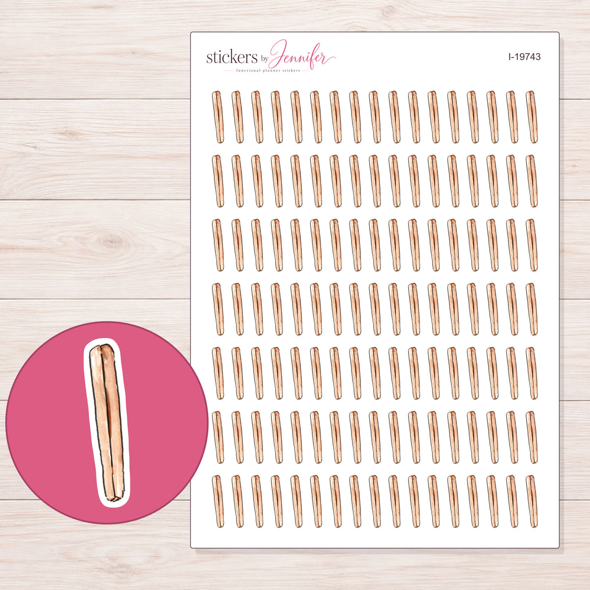 I-19743 planner sticker sheet with enlarged sticker detail