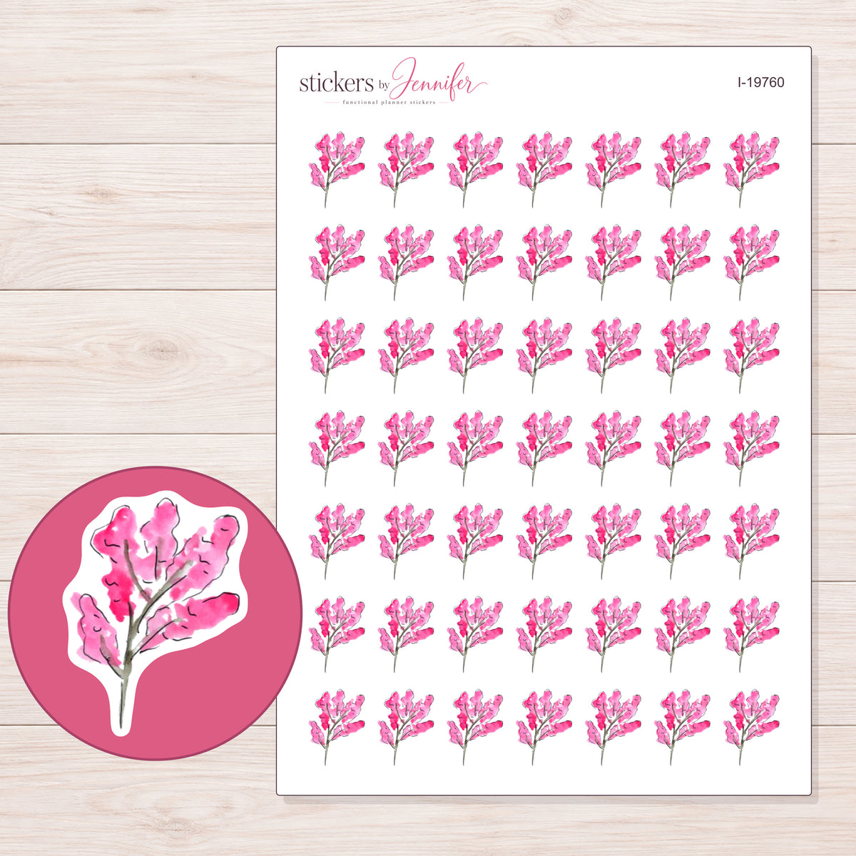 I-19760 planner sticker sheet with enlarged sticker detail
