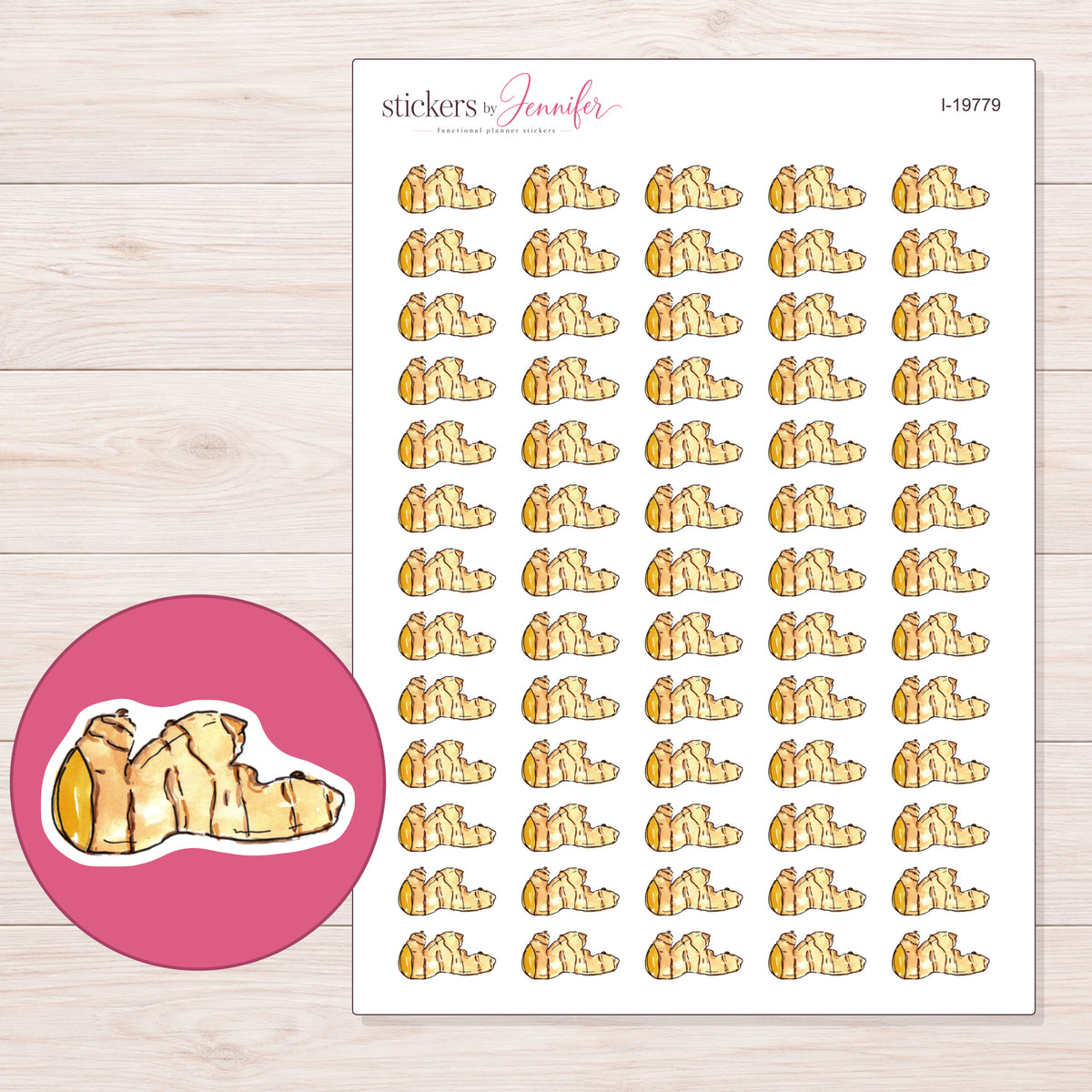 I-19779 planner sticker sheet with enlarged sticker detail