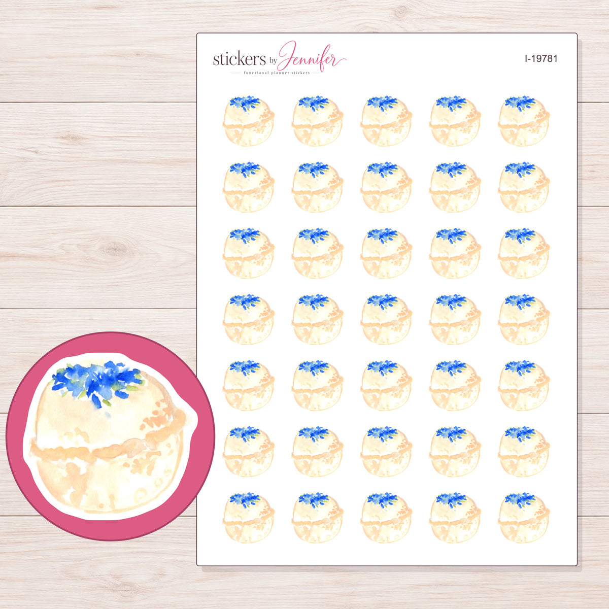 I-19781 planner sticker sheet with enlarged sticker detail
