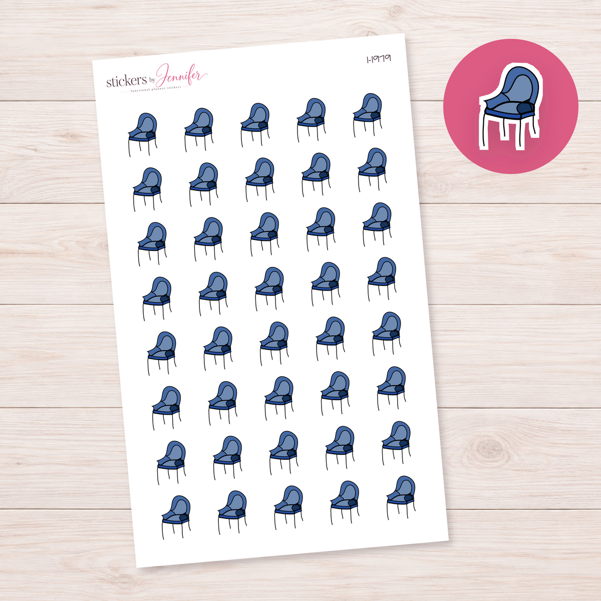 Blue Armchair Planner Stickers | I-1979