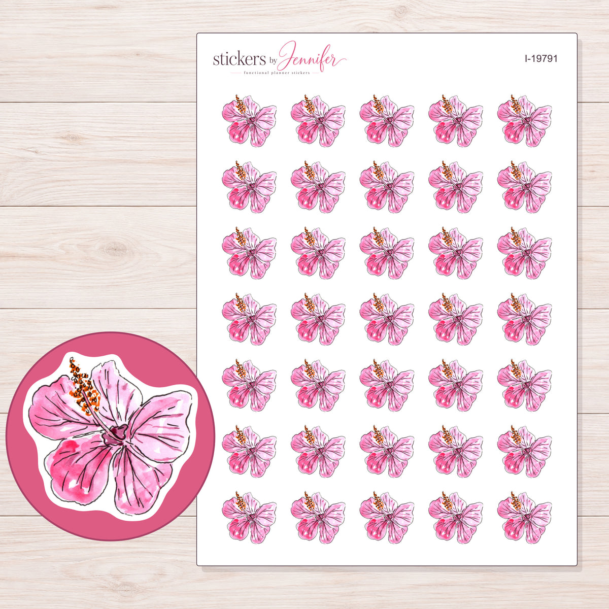 I-19791 planner sticker sheet with enlarged sticker detail
