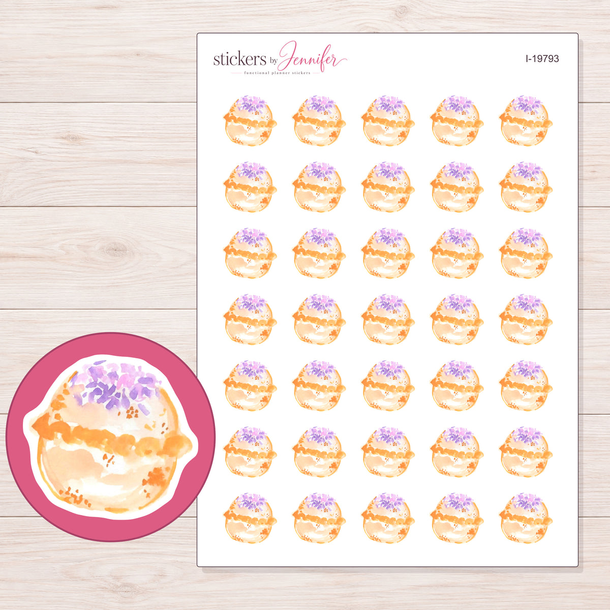 I-19793 planner sticker sheet with enlarged sticker detail